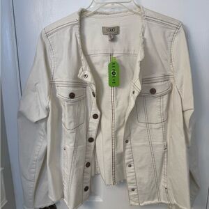 LOGO by Lori Goldstein Women's Denim Jacket (Off-White)